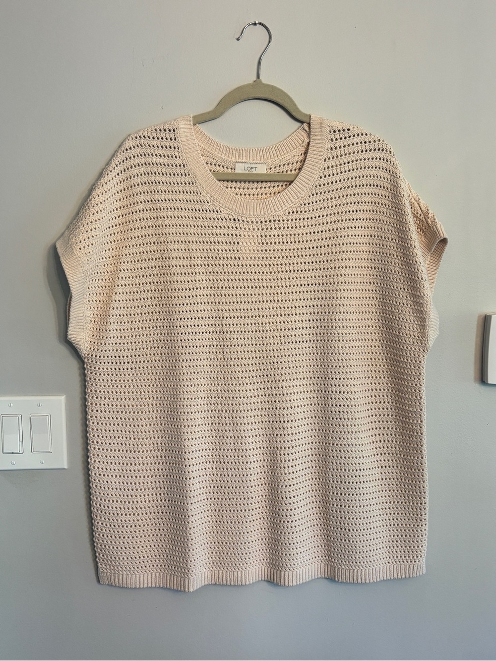 NWT LOFT Open Knit Short Sleeve Sweater XL